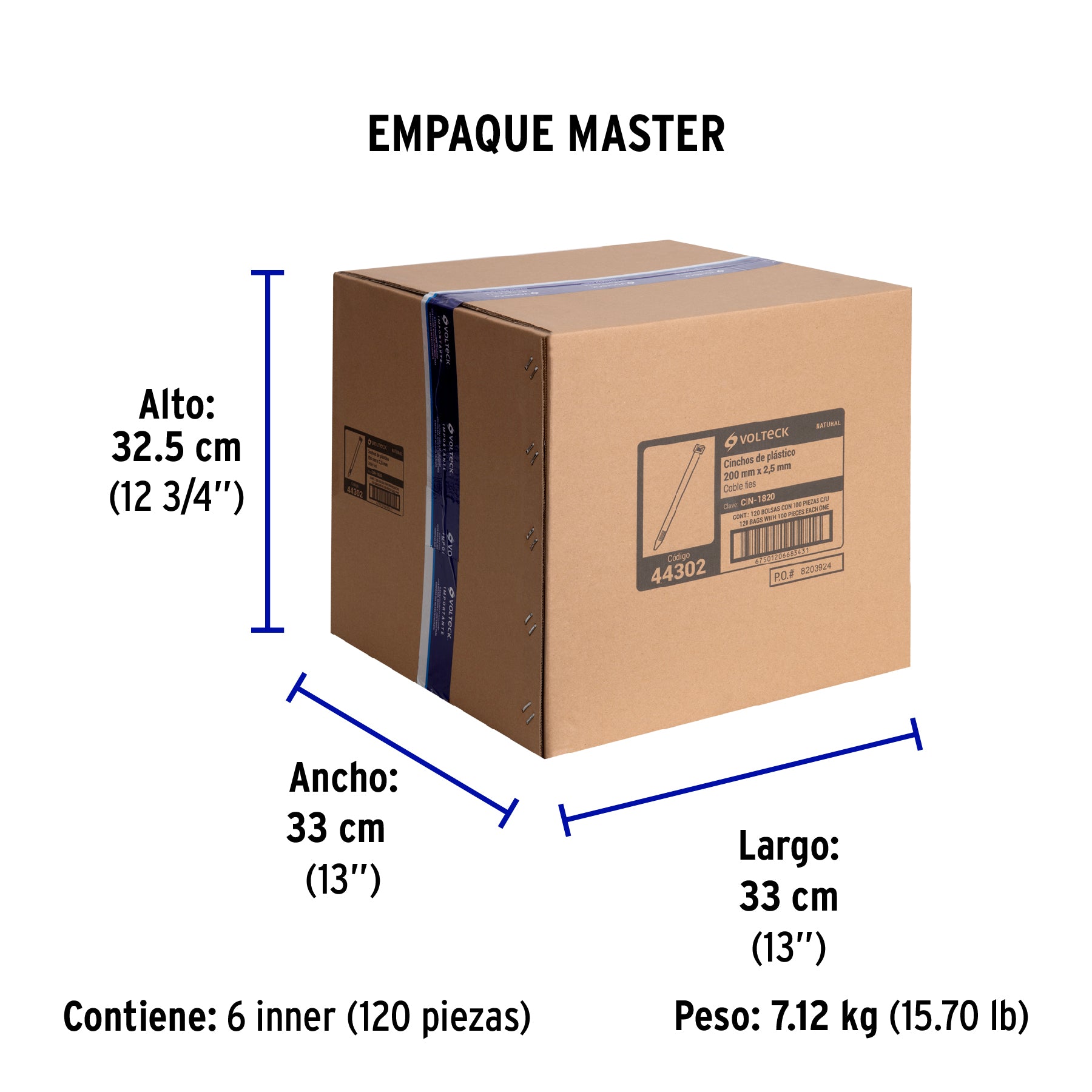 Cincho plástico, 18 lb, 20 cm, bolsa con 100 pzas
