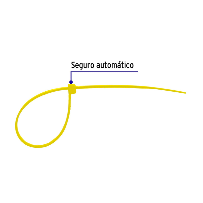 Cincho plástico amarillo 40 lb, 15 cm bolsa con 50 piezas