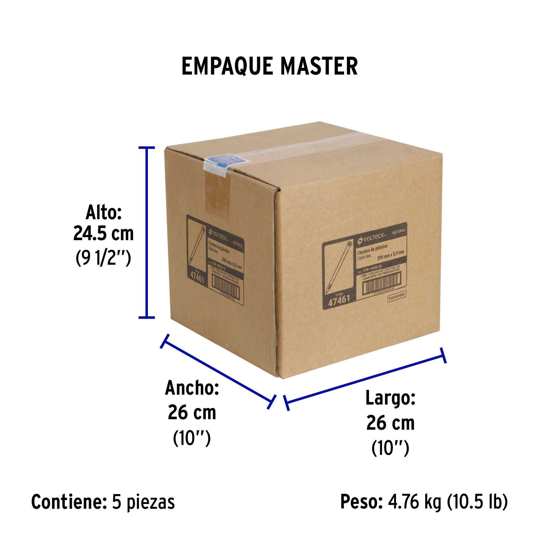 Cincho plástico, 40 lb, 20 cm, bolsa con 1000 pzas