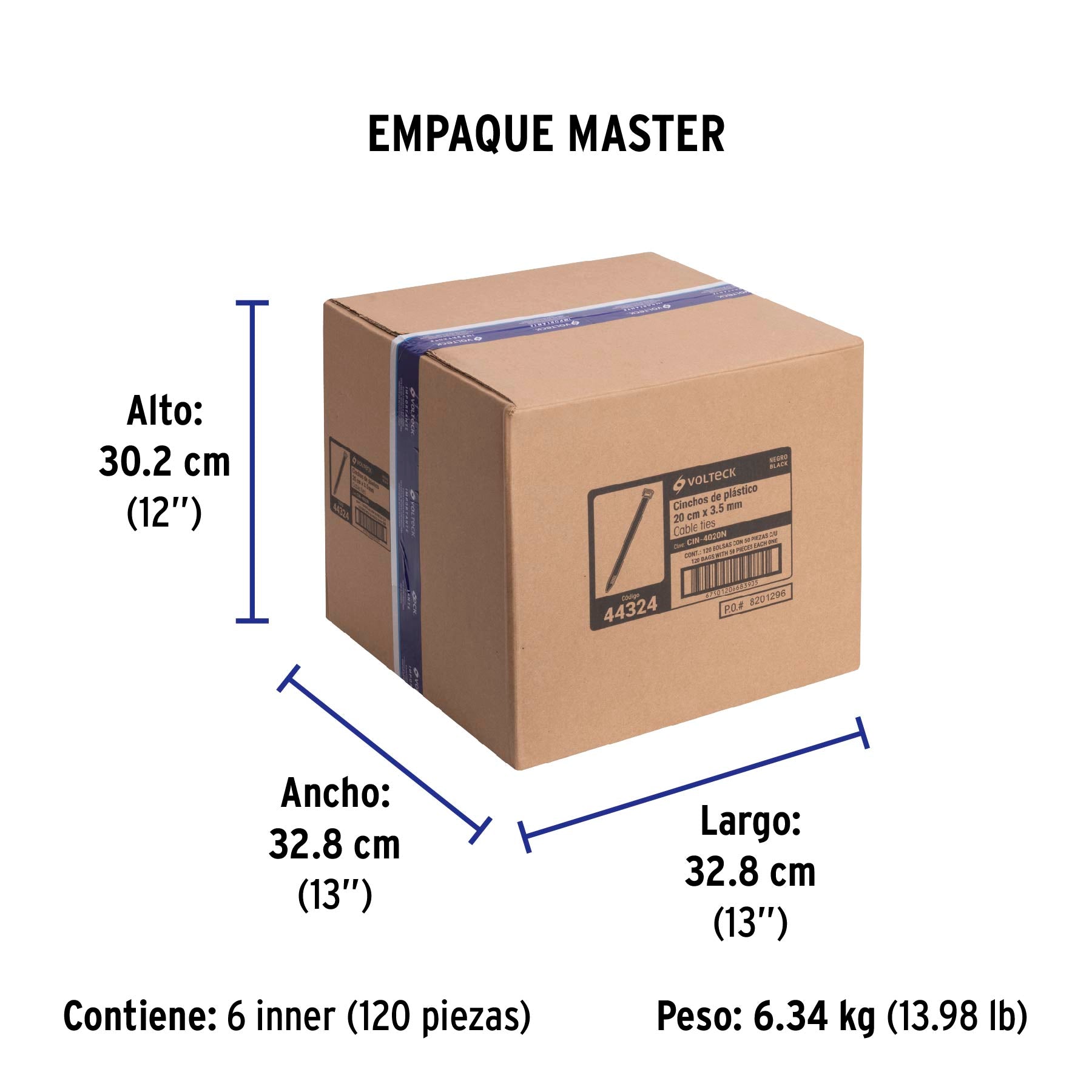 Cincho plástico, 40 lb, 20 cm, negro, bolsa con 50 pzas
