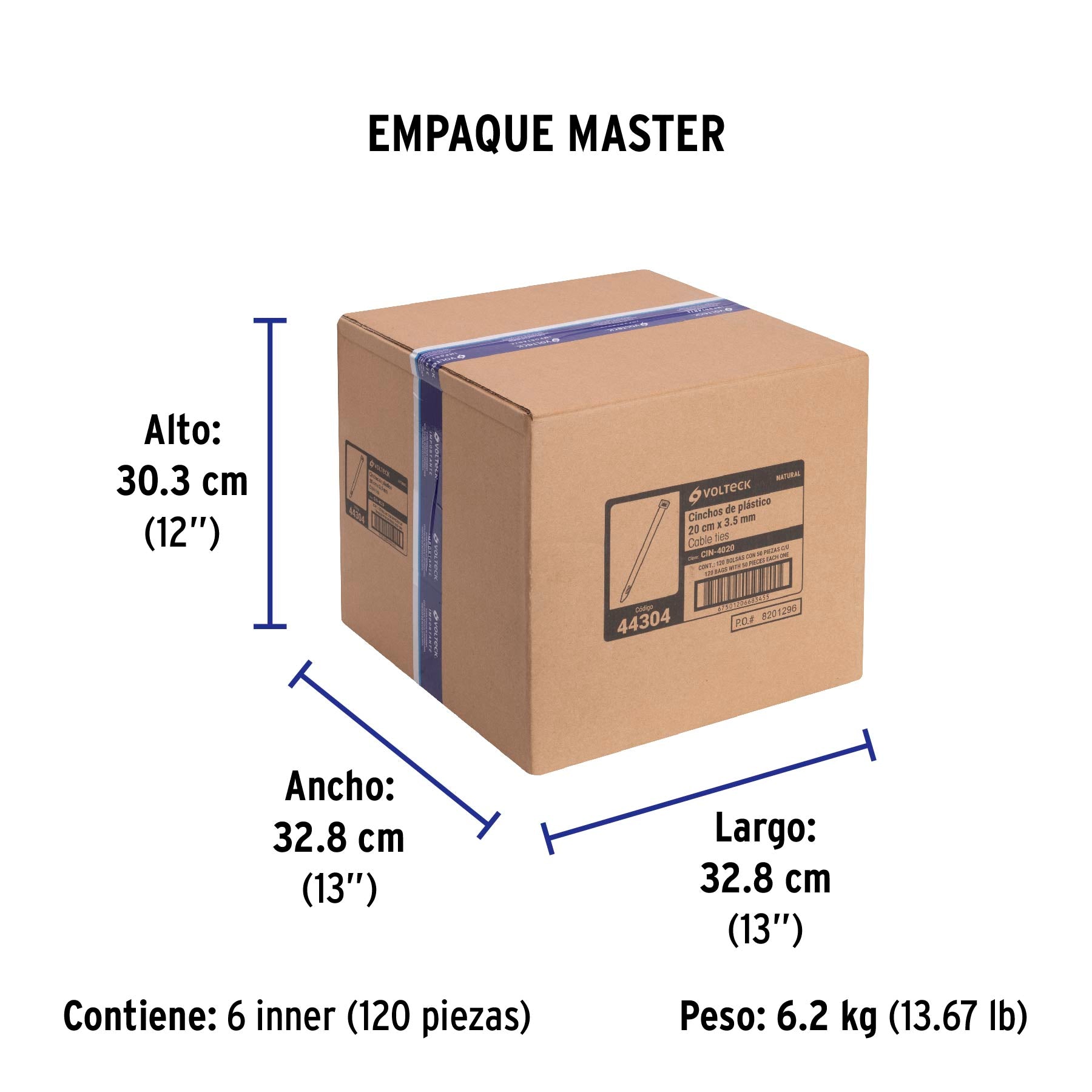 Cincho plástico, 40 lb, 20 cm, bolsa con 50 pzas