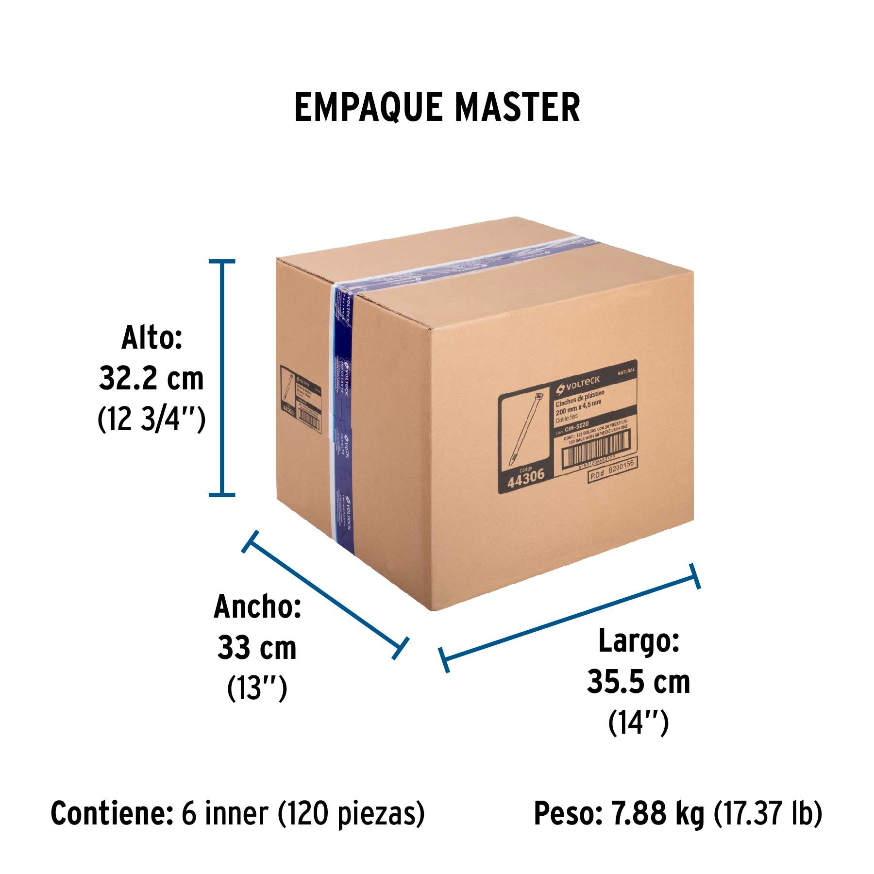 Cincho plástico, 50 lb, 20 cm, bolsa con 50 pzas