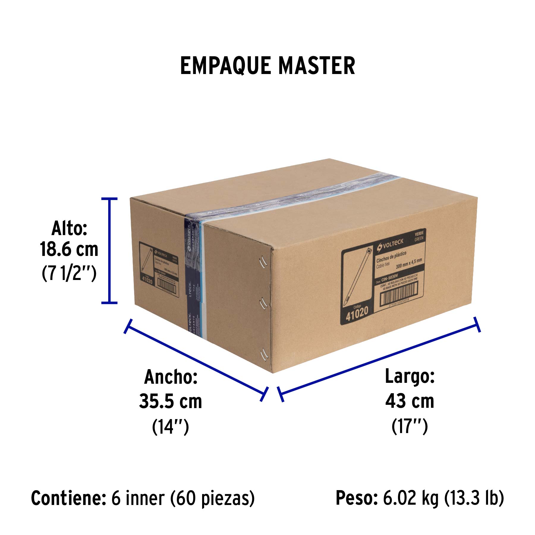Cincho plástico verde 50 lb, 30 cm bolsa con 50 piezas