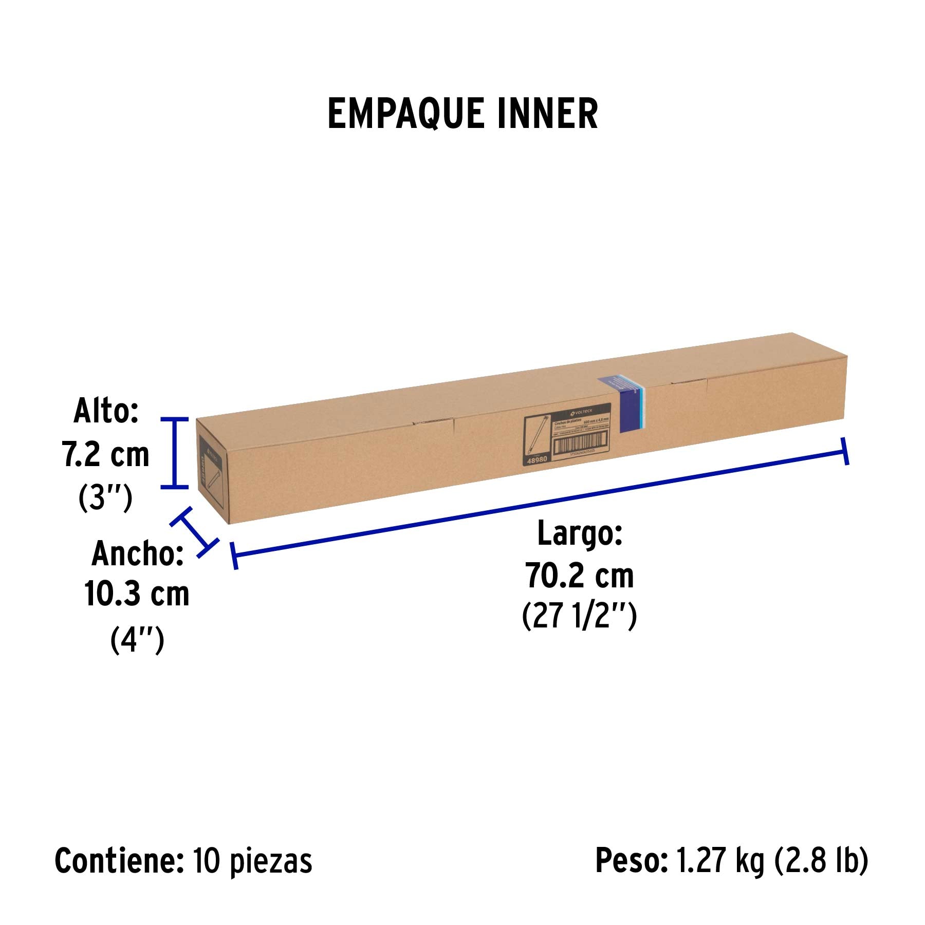 Cincho plástico, 50 lb, 60 cm, bolsa con 25 piezas