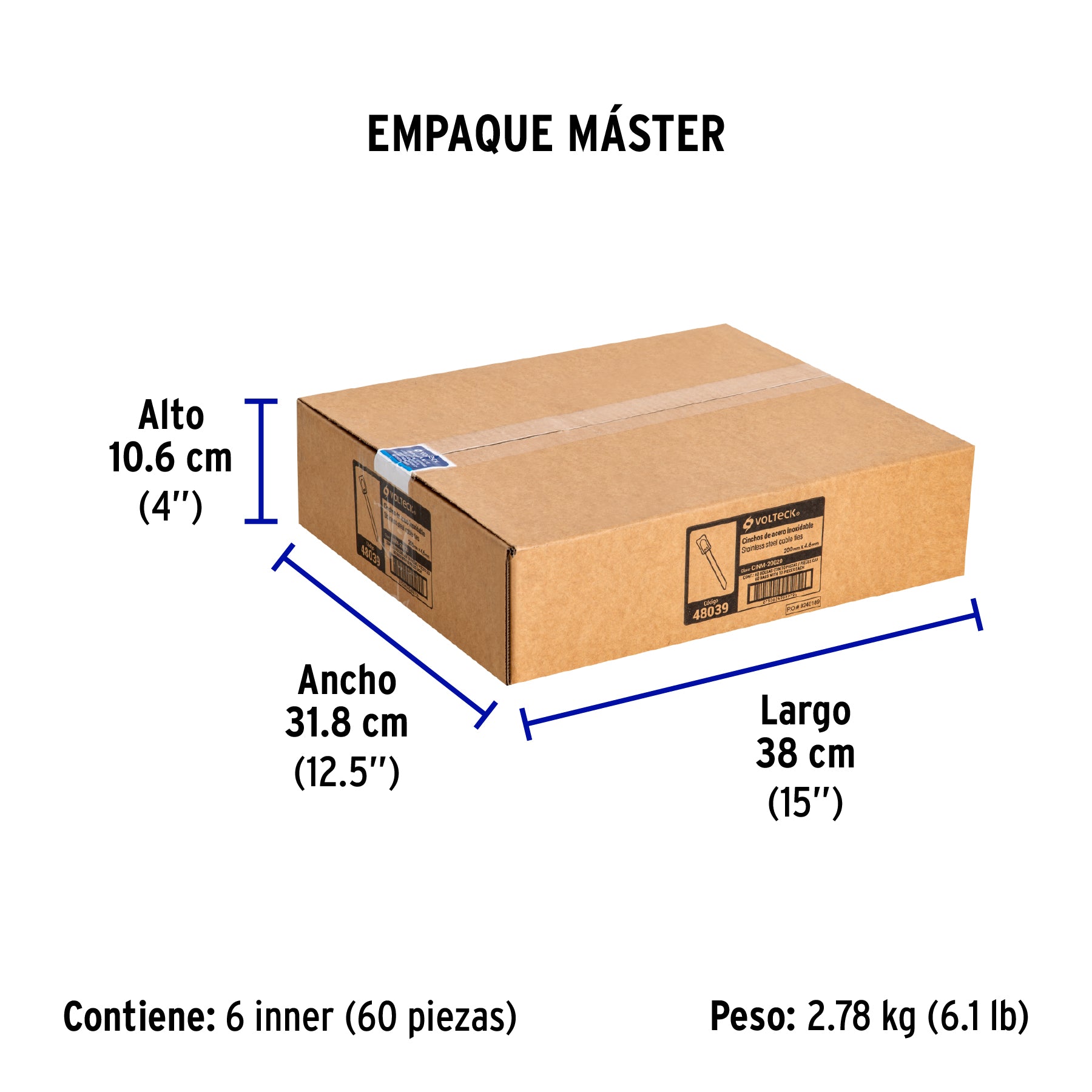 Cincho de acero inoxidable 20 cm, 200 lb, 10 pzas