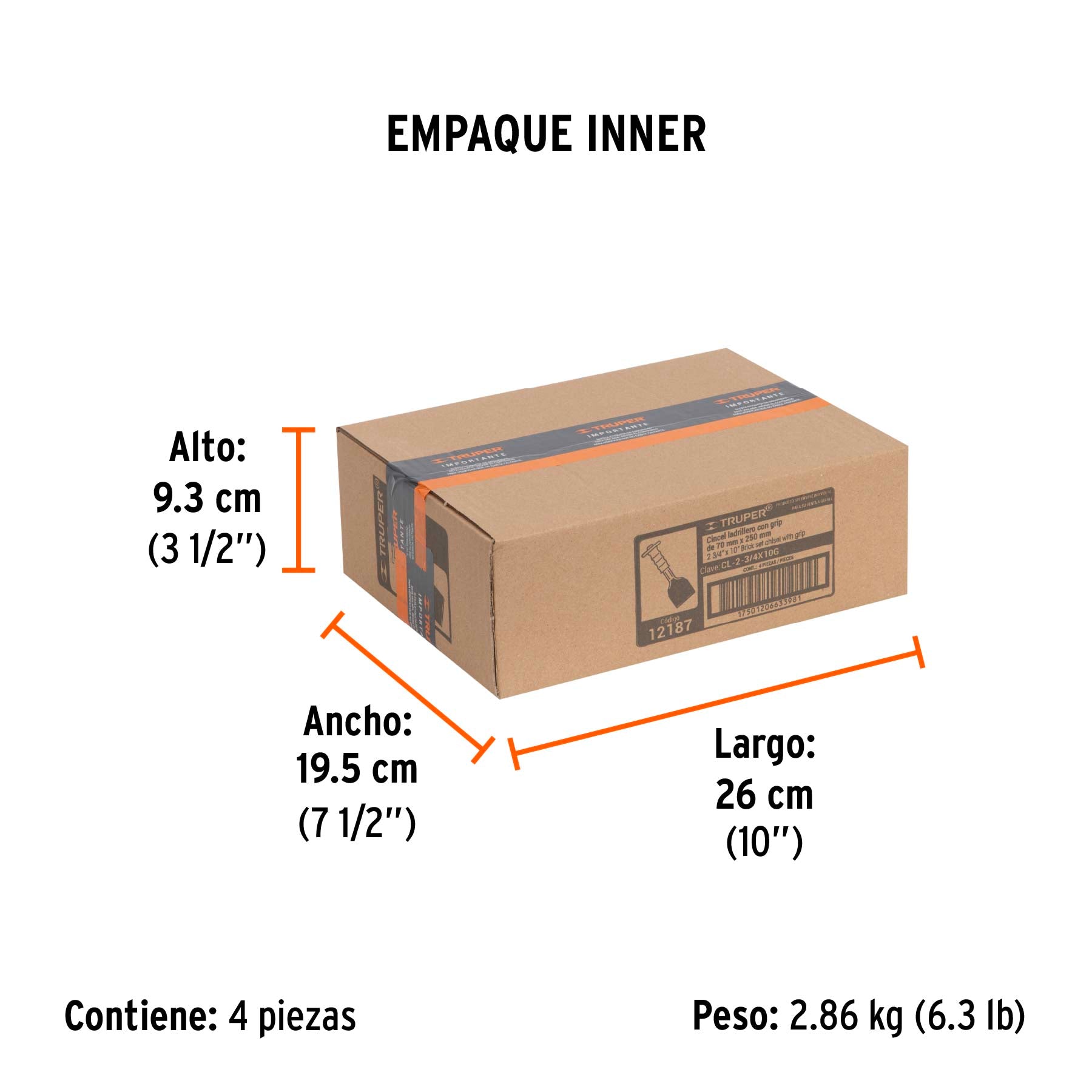 Cincel ladrillero, 2-3/4 x 10", con grip