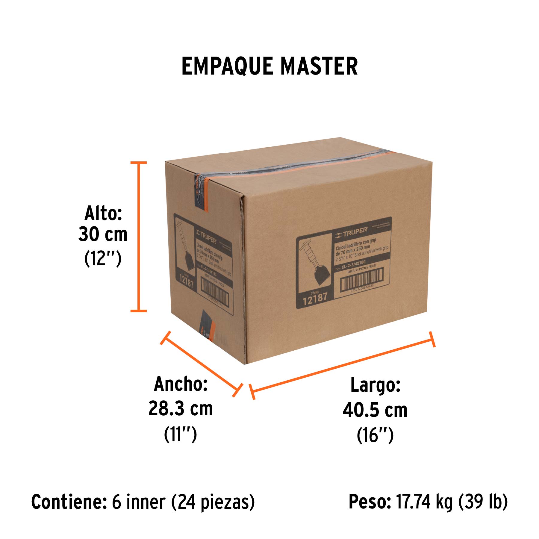 Cincel ladrillero, 2-3/4 x 10", con grip
