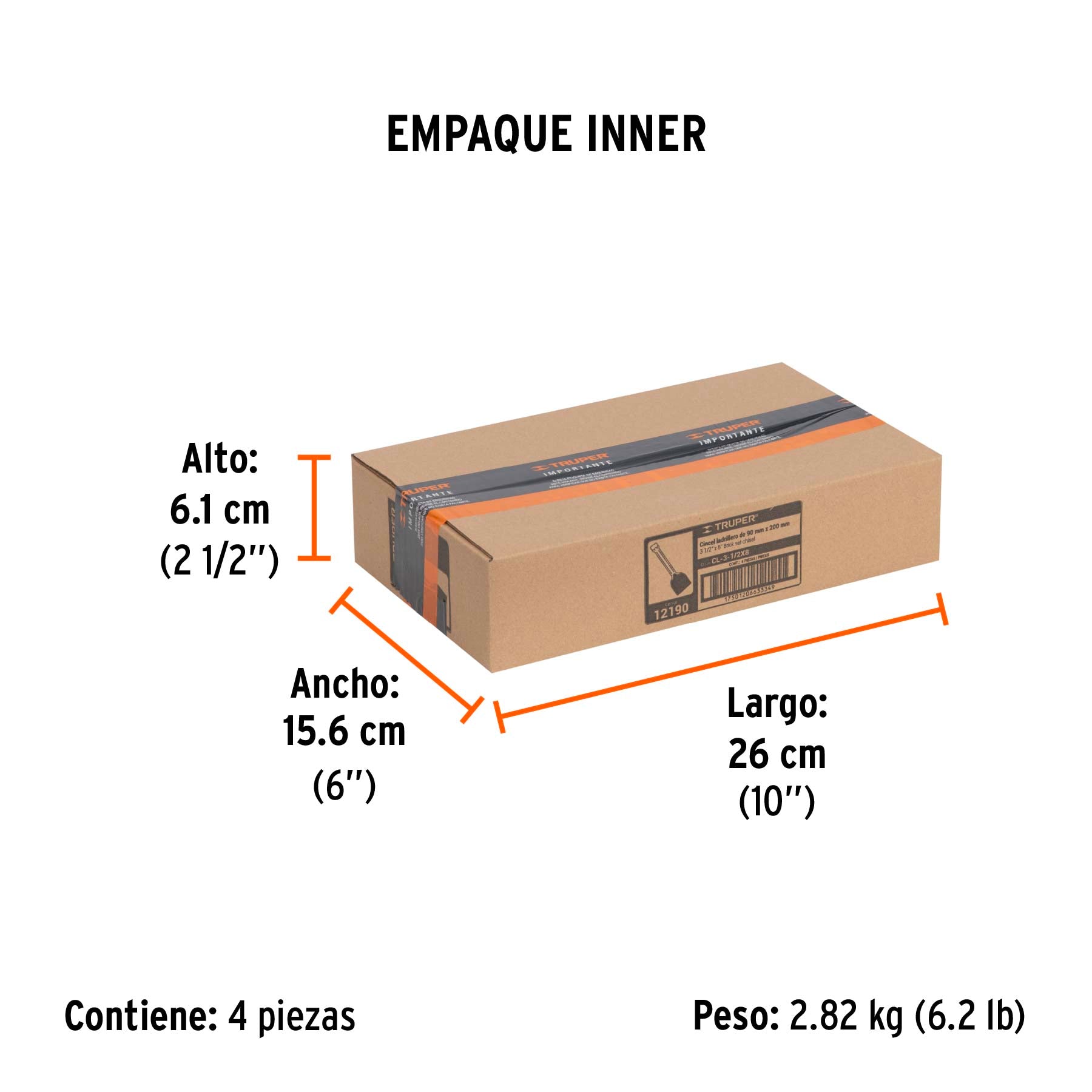 Cincel ladrillero, 3-1/2 x 8"