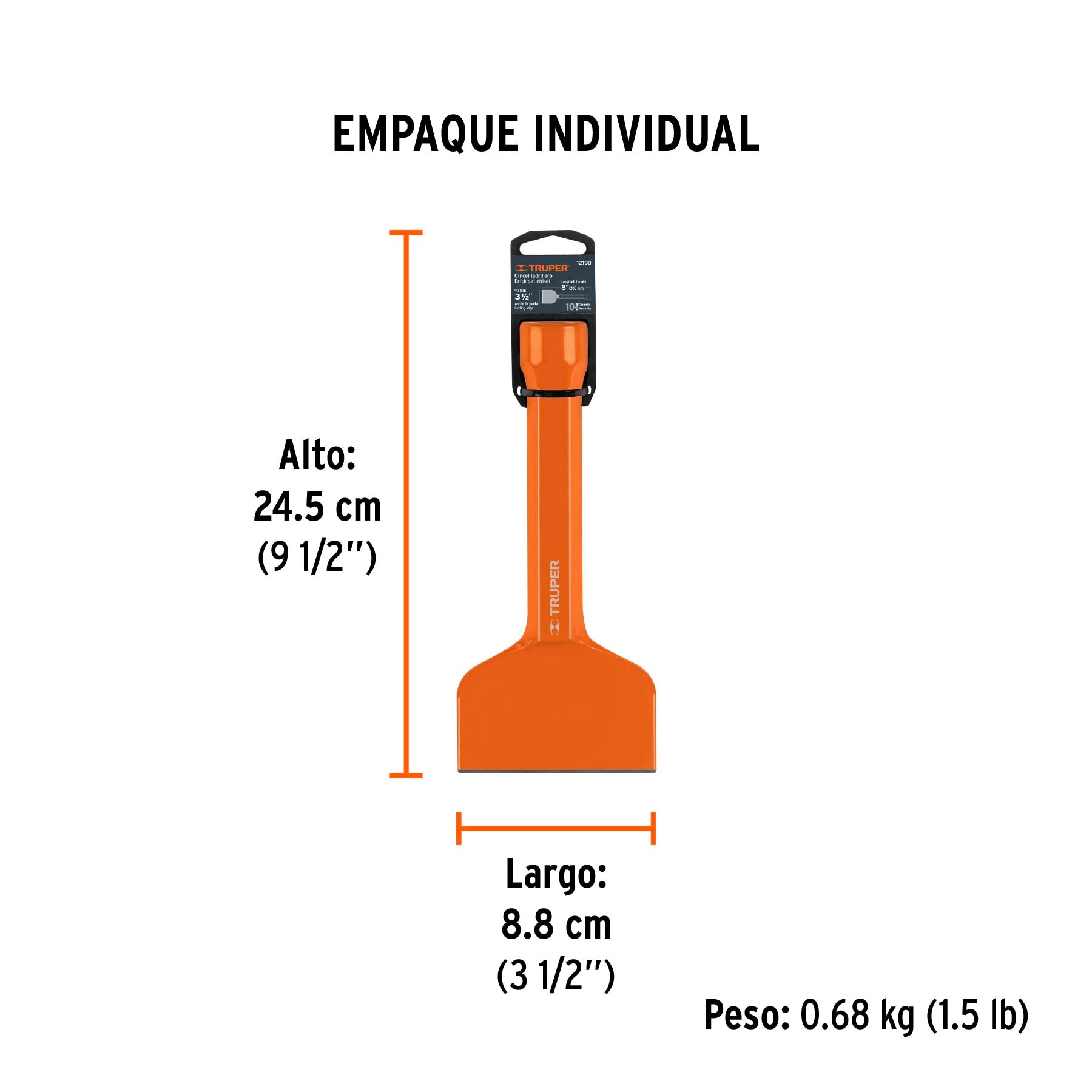 Cincel ladrillero, 3-1/2 x 8"