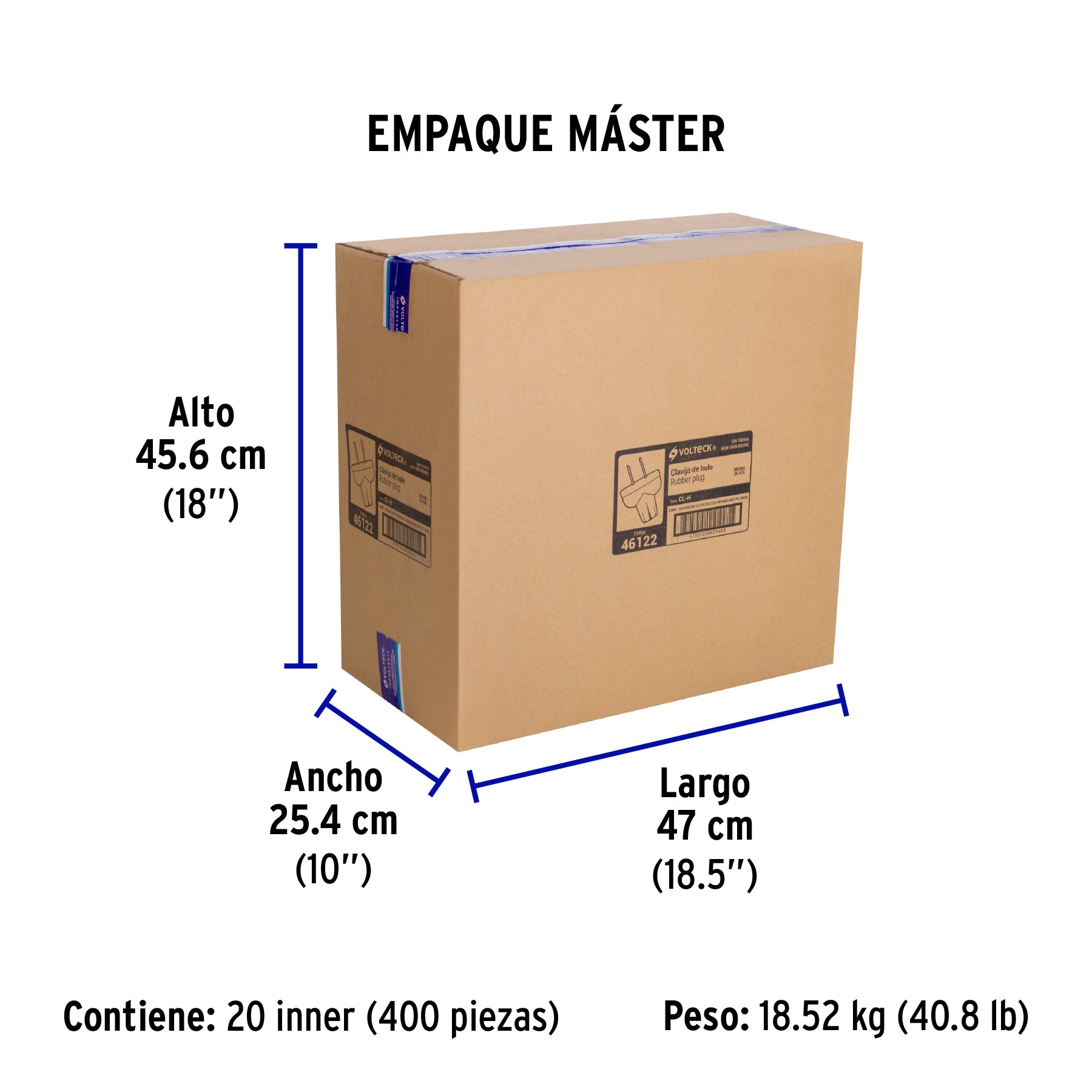 Clavija de hule, bolsa con 2 pzas, Volteck