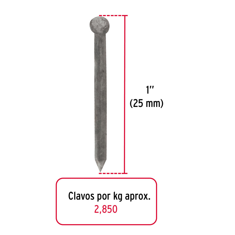 Clavo alfilerillo 1", sin cabeza, bolsa de 1 kg