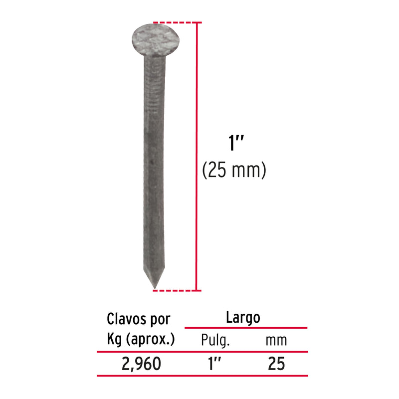Clavo alfilerrillo 1", bolsa de 1 kg
