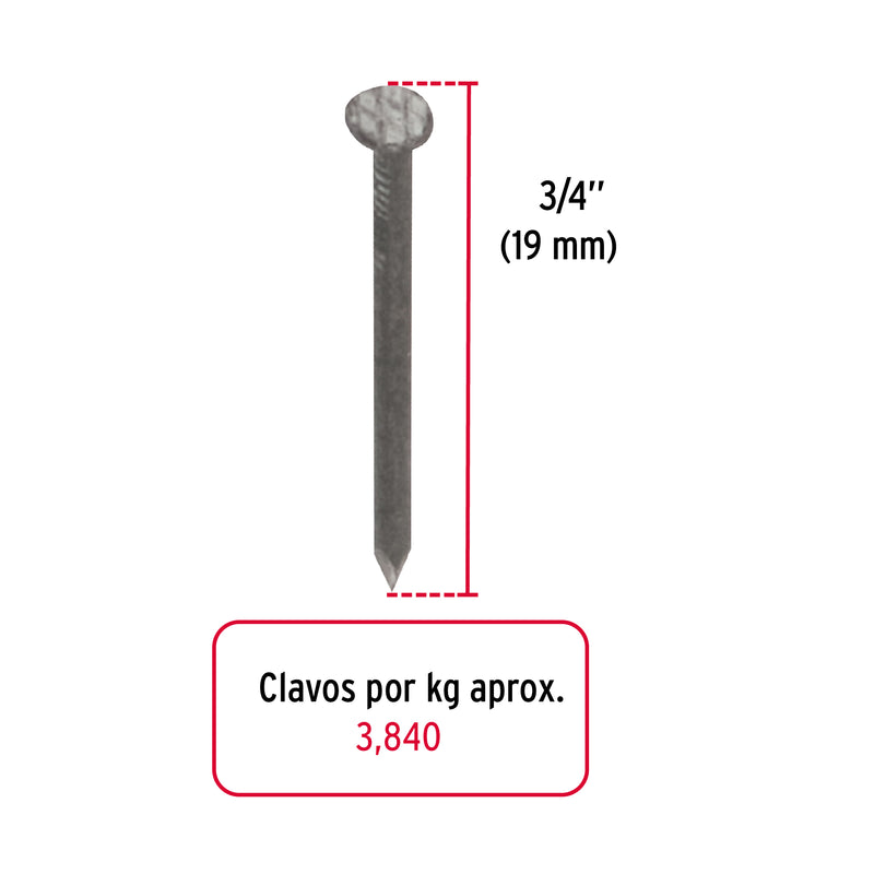 Clavo alfilerrillo 3/4", bolsa de 1 kg