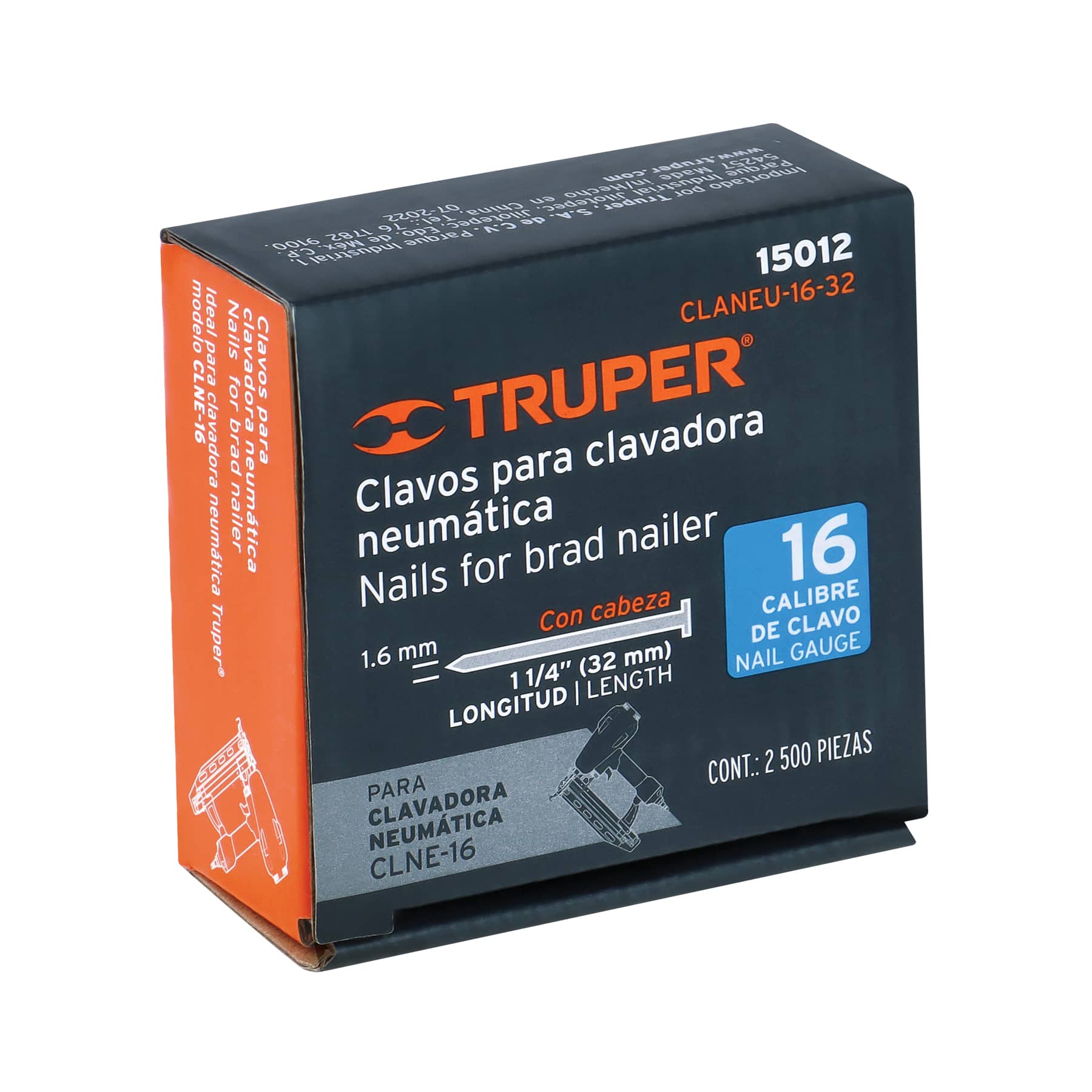 Clavos p/clavadora neumática CLNEU-2-1/2x, 32mm, 2500 pzas