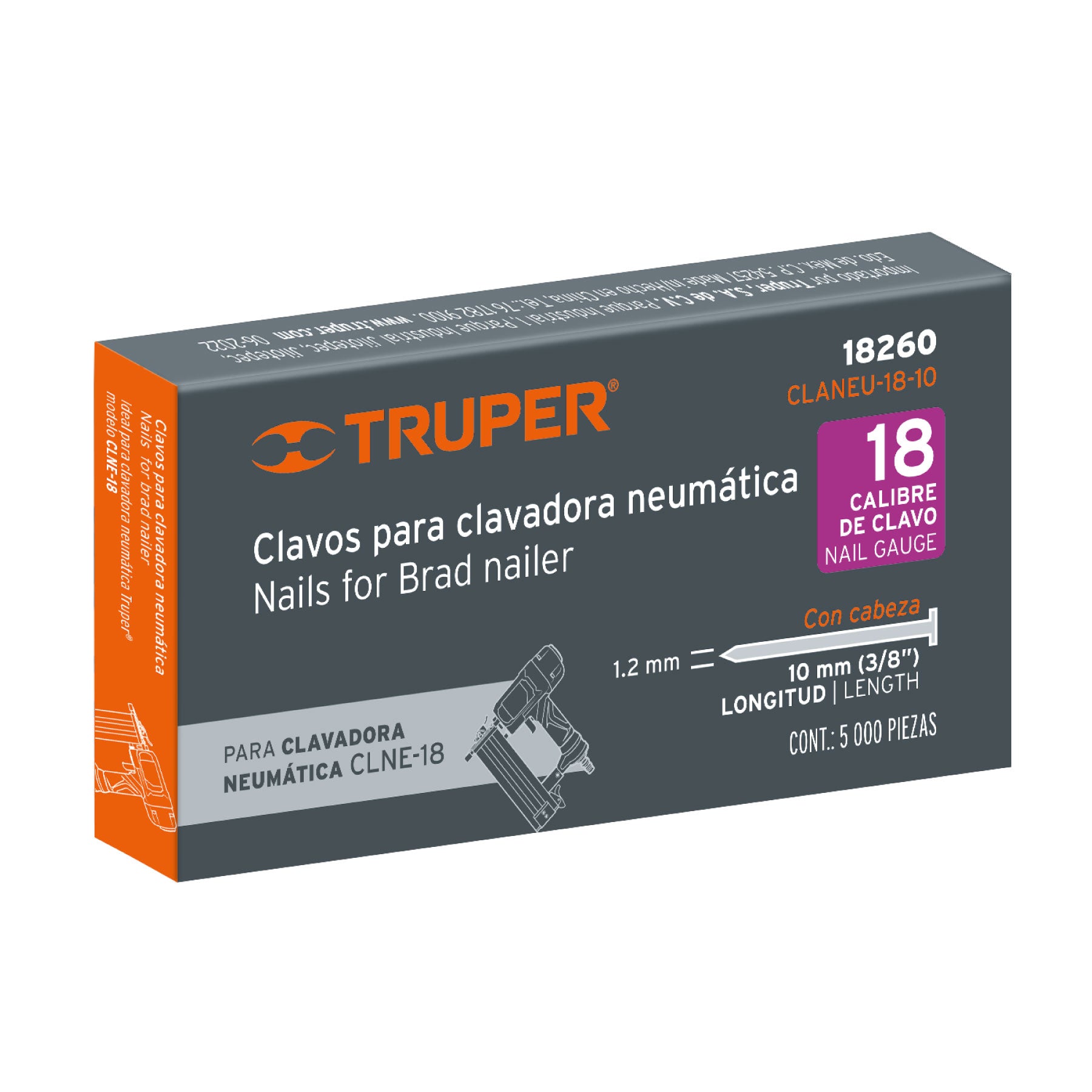 Clavos para clavadora neumática CLNEU-2, 10mm, 5000 pzas