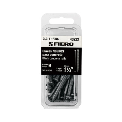 Blíster con 20 clavos negros para concreto 1-1/2', Fiero
