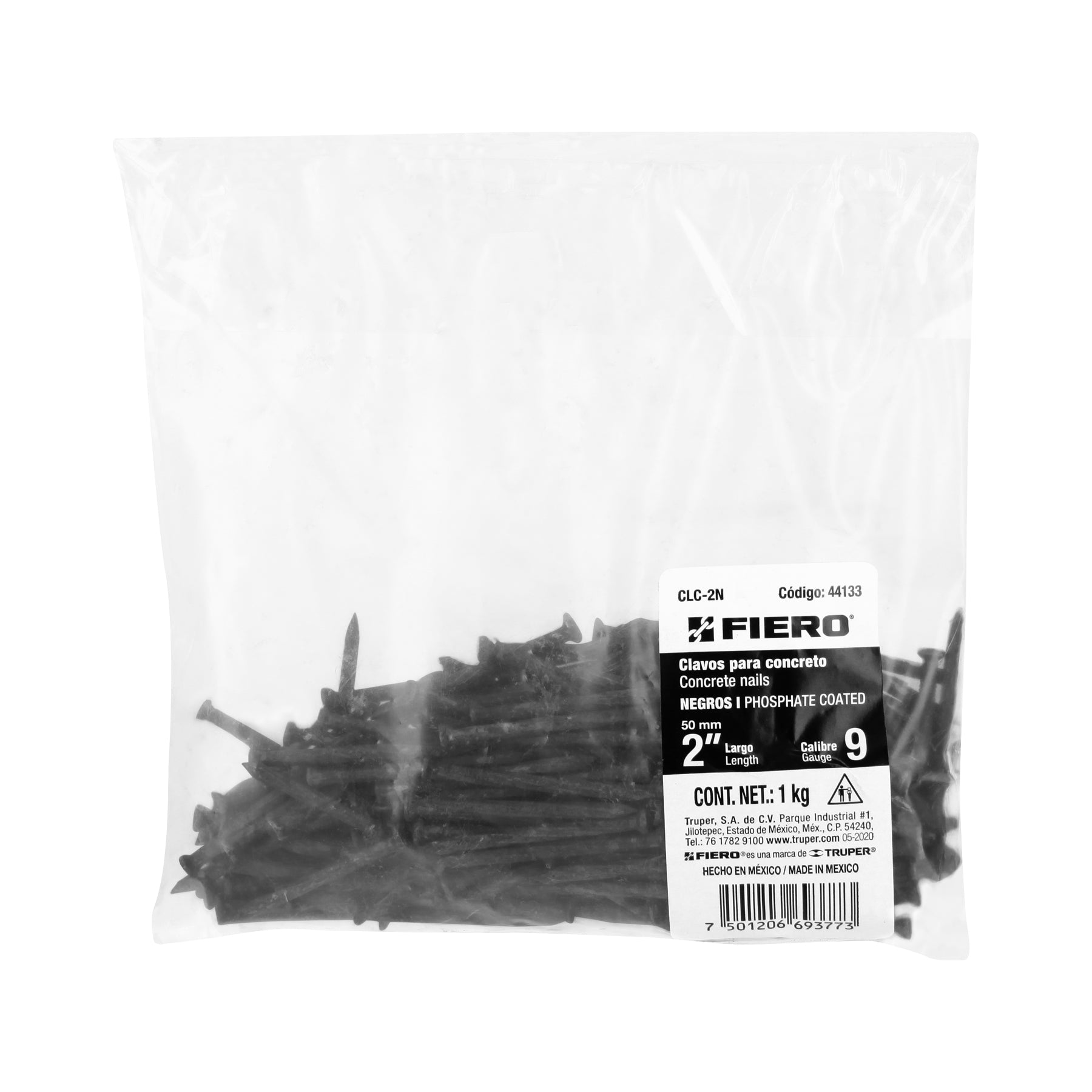 Clavos para concreto, 2", negros, bolsa de 1 kg