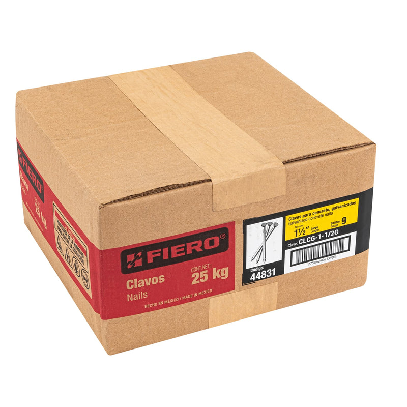 Clavo para concreto, granel, 1-1/2", galvanizado, caja 25 kg