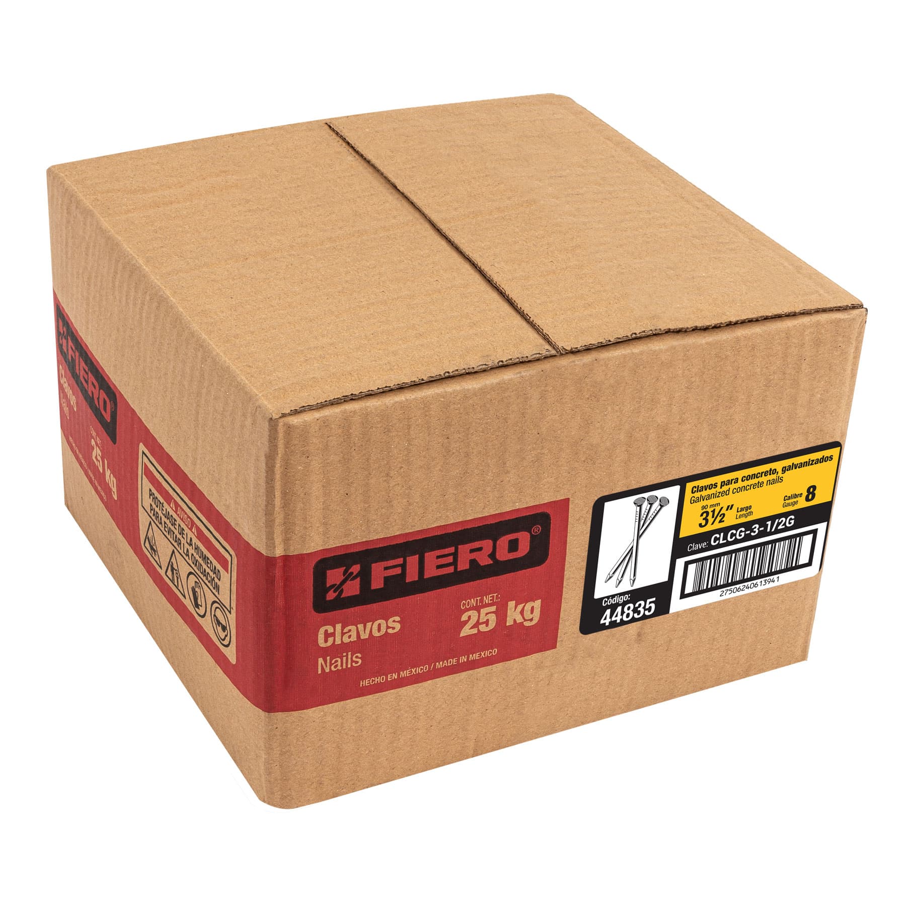 Clavo para concreto, granel, 3-1/2", galvanizado, caja 25 kg