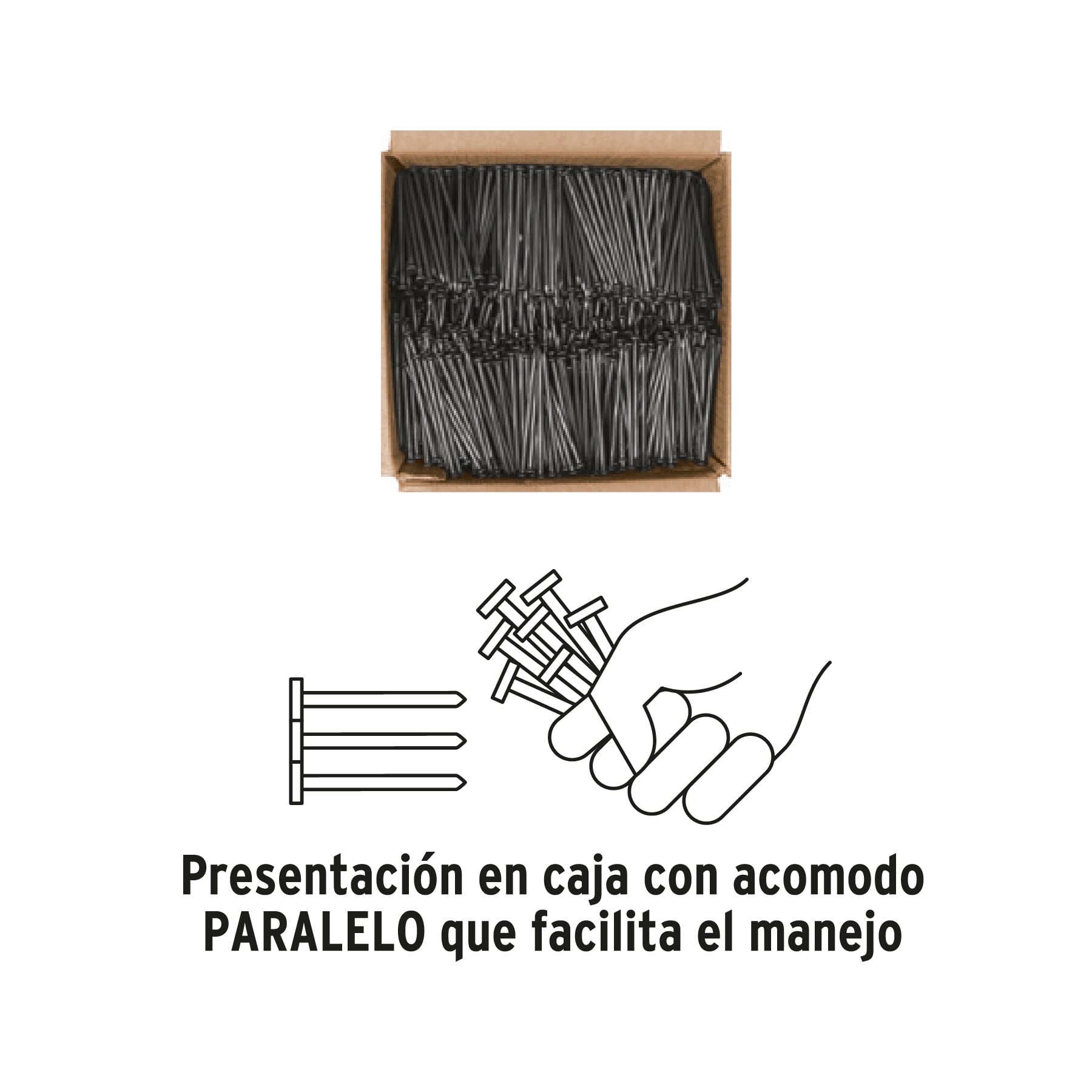 Clavo para concreto, a granel, 3", negro, caja de 25 kg