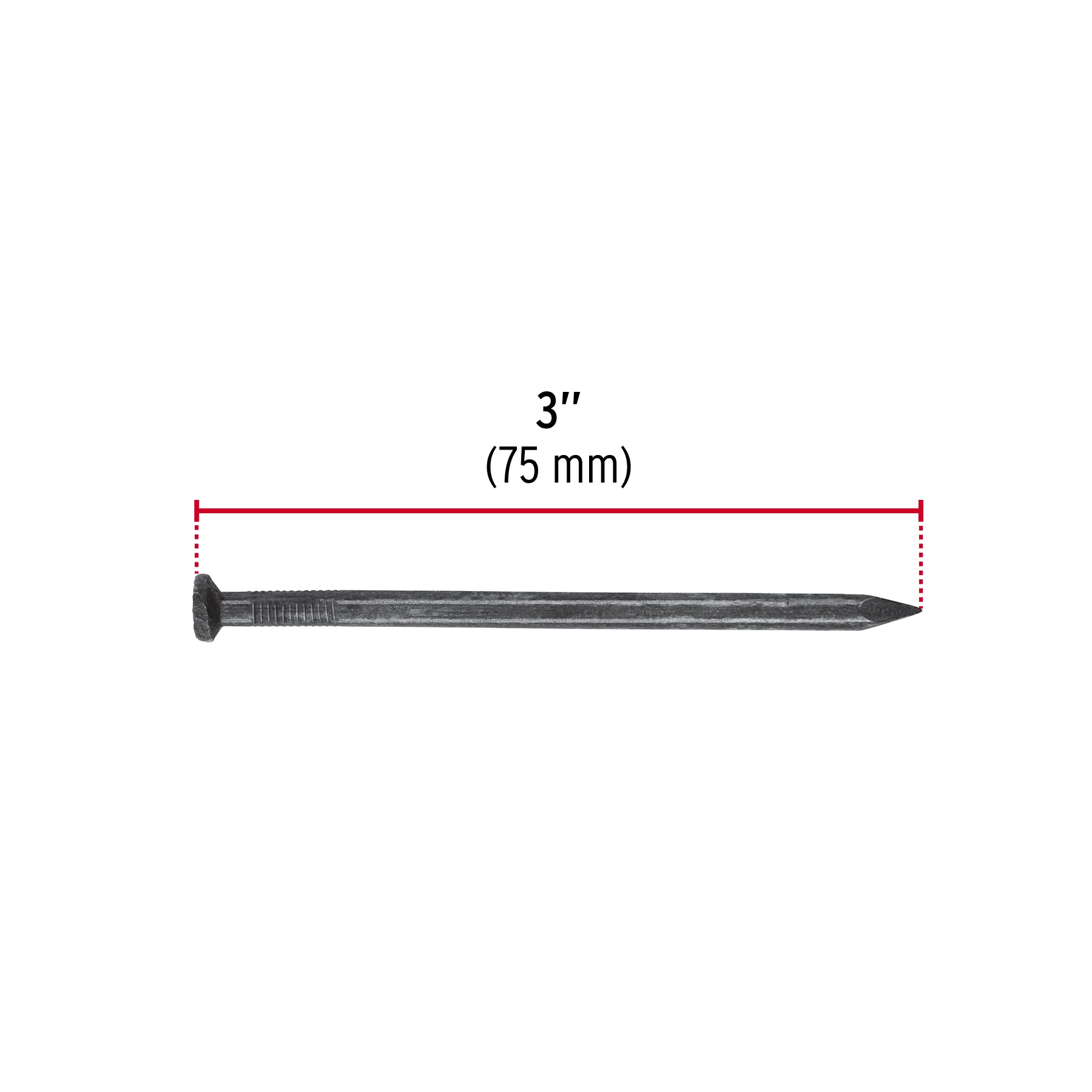 Clavo para concreto, a granel, 3", negro, caja de 25 kg