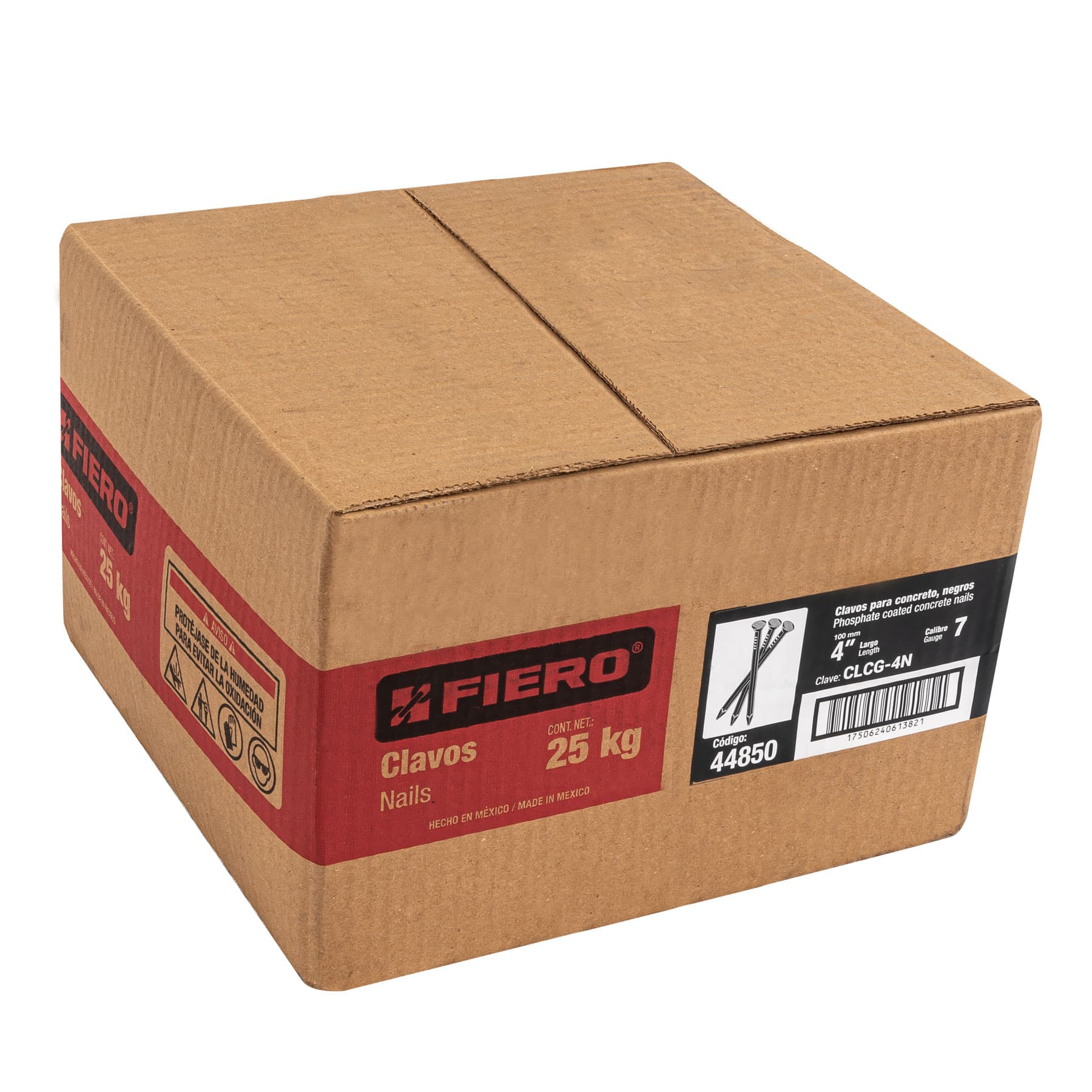 Clavo para concreto, a granel, 4", negro, caja de 25 kg