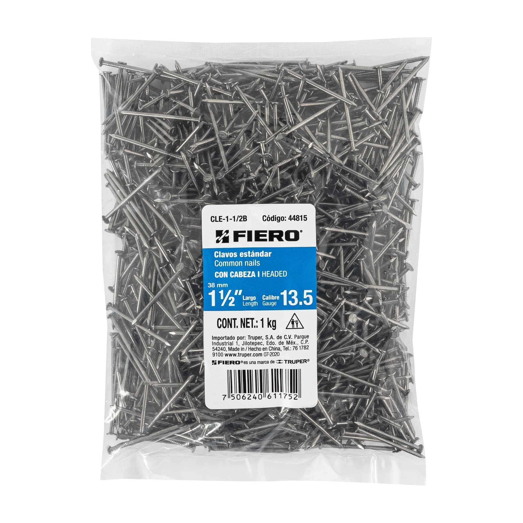 Clavo 1-1/2", con cabeza, bolsa de 1 kg