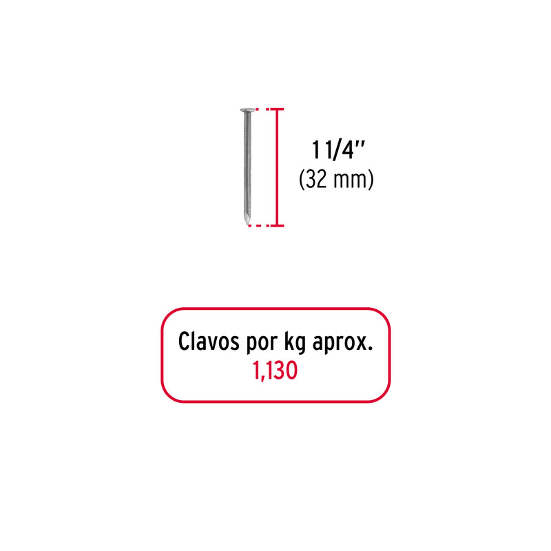 Clavo 1-1/4", con cabeza, bolsa de 1 kg