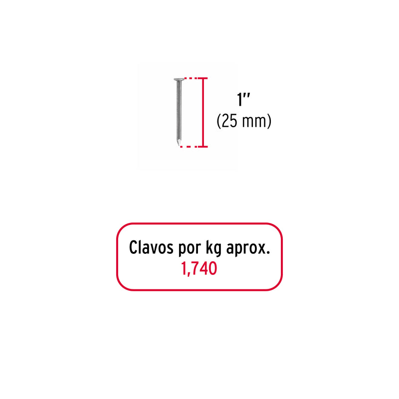 Clavo 1", con cabeza, bolsa de 1 kg