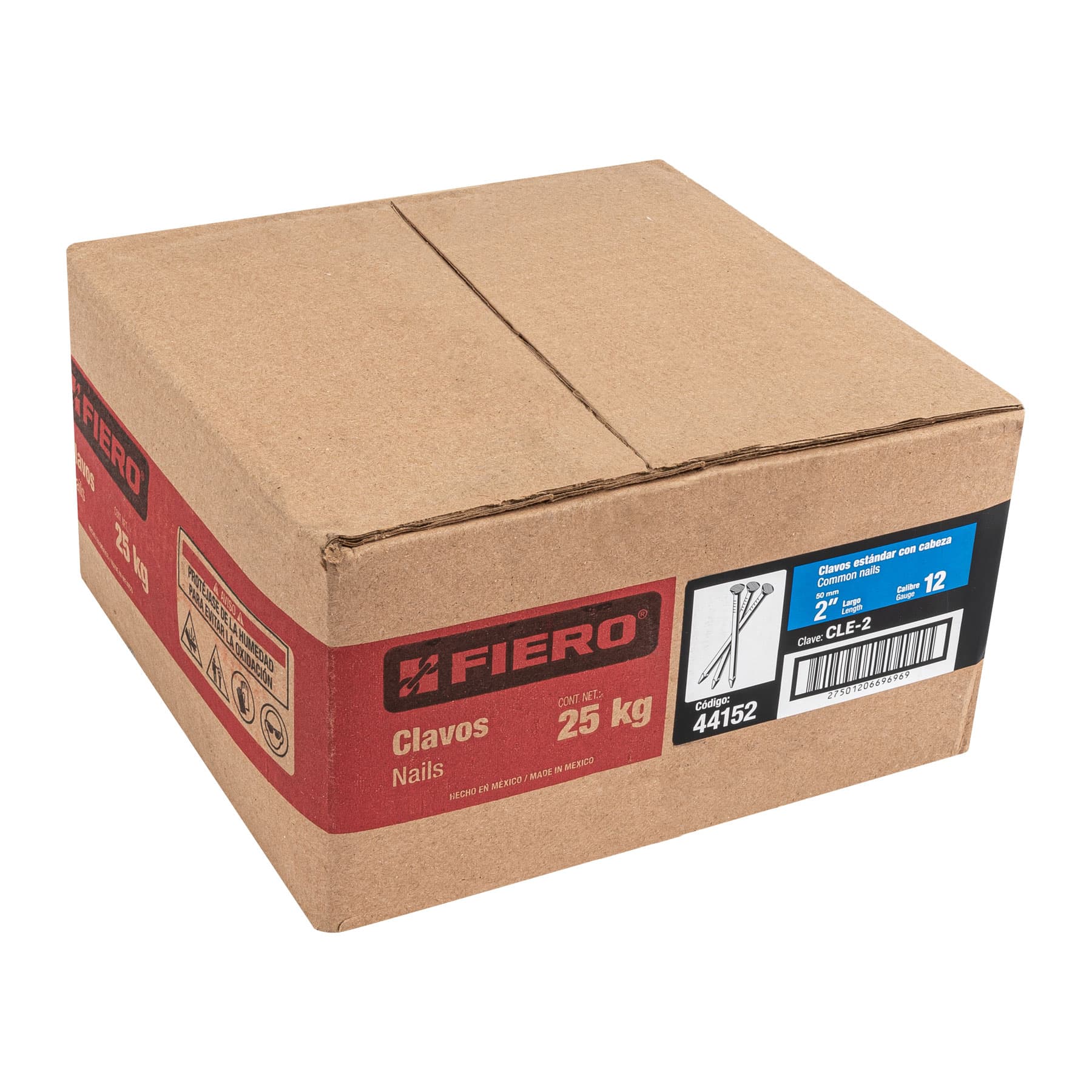 Clavo estandard, 2", con cabeza, caja de 25 kg