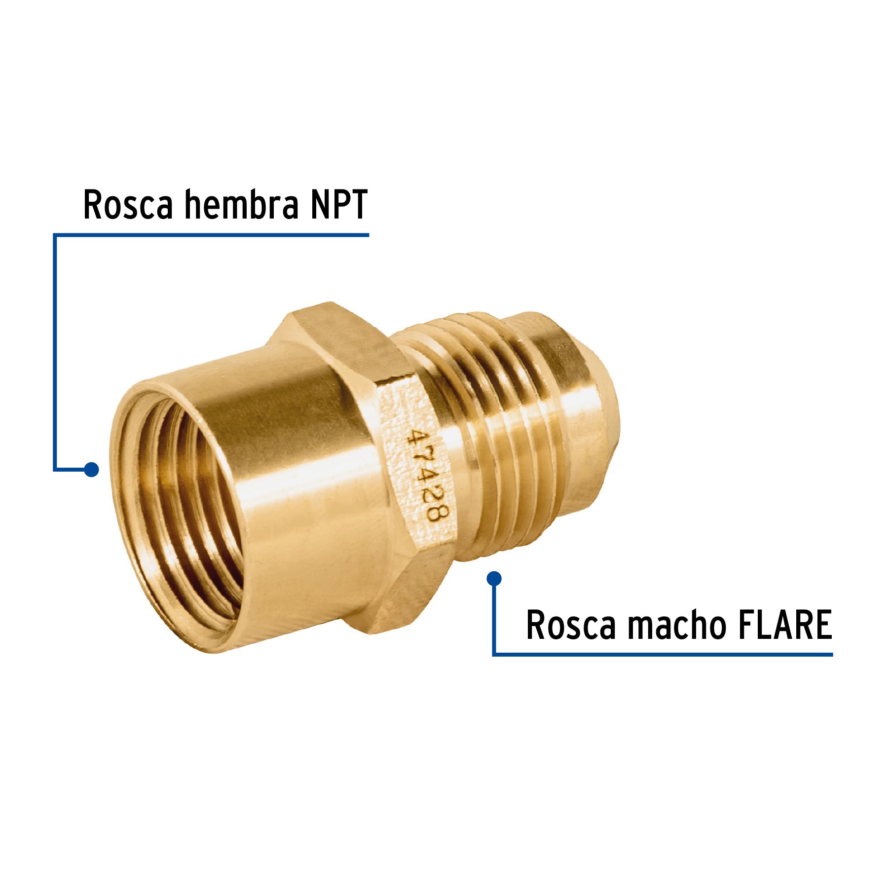 Niple campana de latón, 3/8" X 3/8"