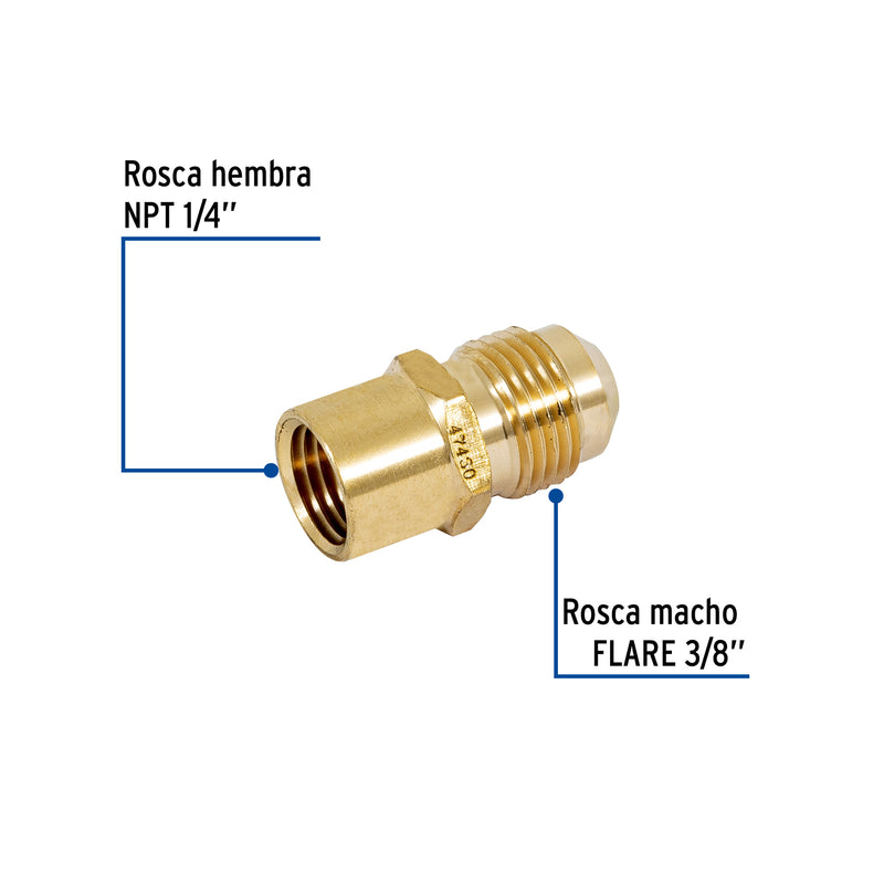 Niple campana de latón, 3/8" X 1/4"