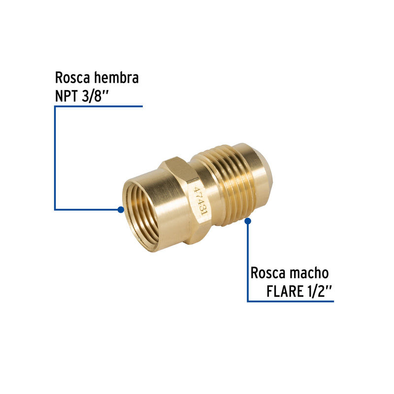 Niple campana de latón, 1/2" X 3/8"