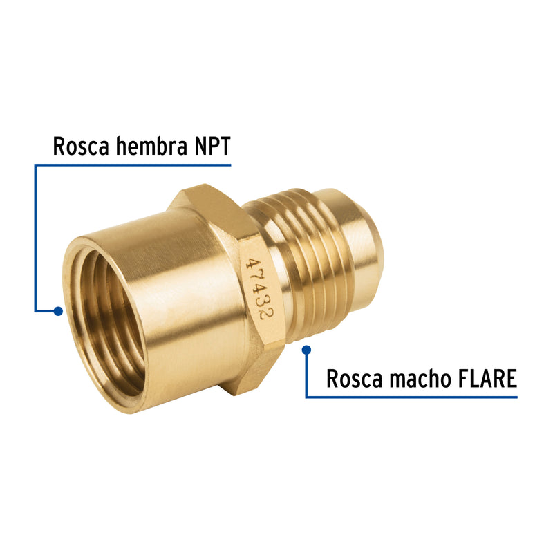 Niple campana de latón, 1/2" X 1/2"