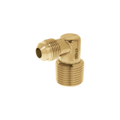 Codo terminal a 90° de latón, 3/8 x 1/2"