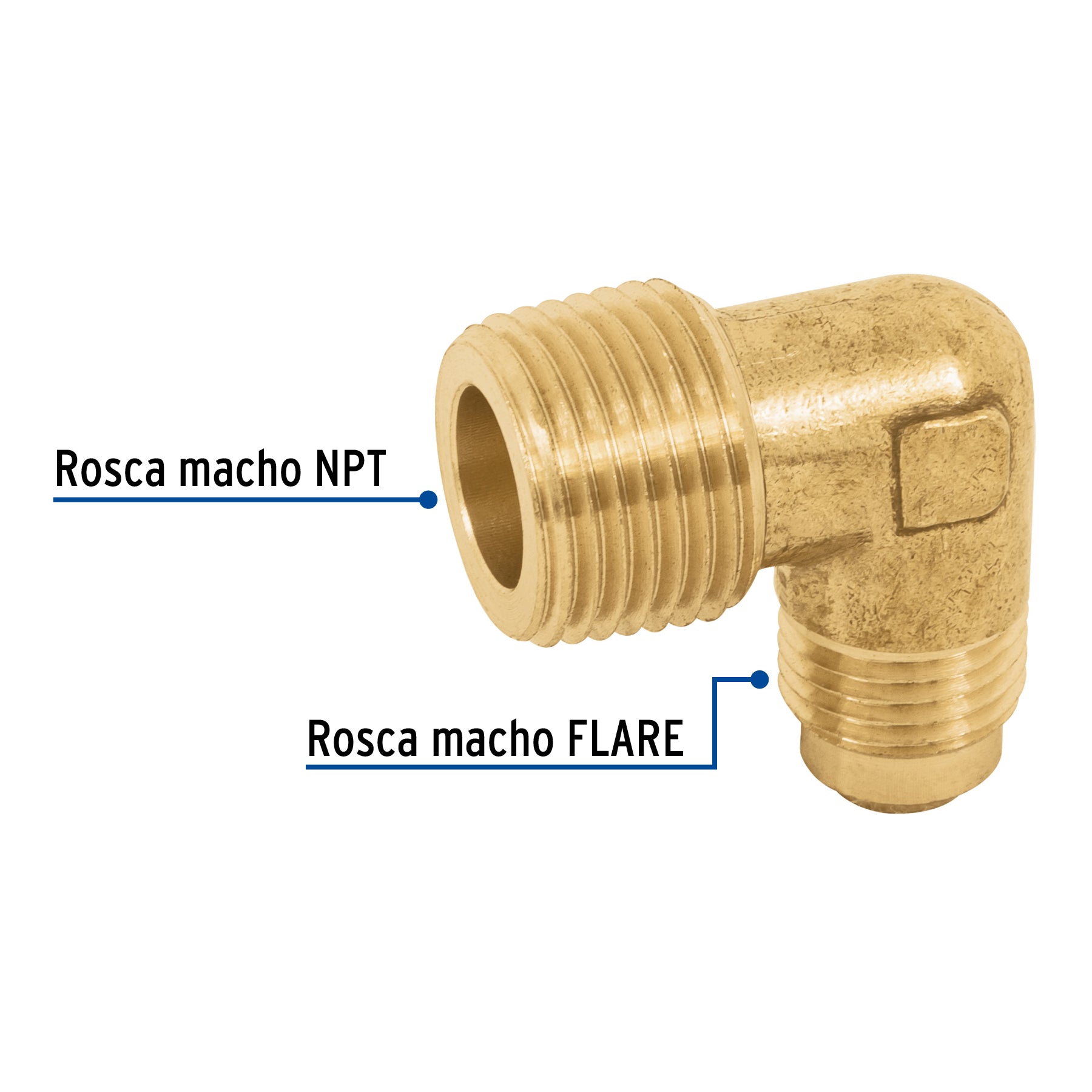 Codo terminal de latón, 5/16" x 3/8"