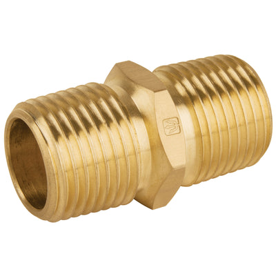 Niple unión de latón NPT 1/2" con tuerca hexagonal