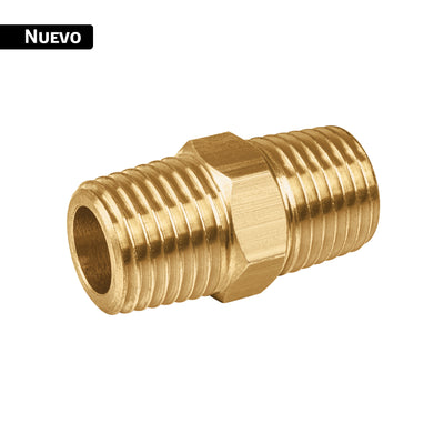 Niple unión NPT de latón, 1/4' con tuerca hexagonal, FOSET