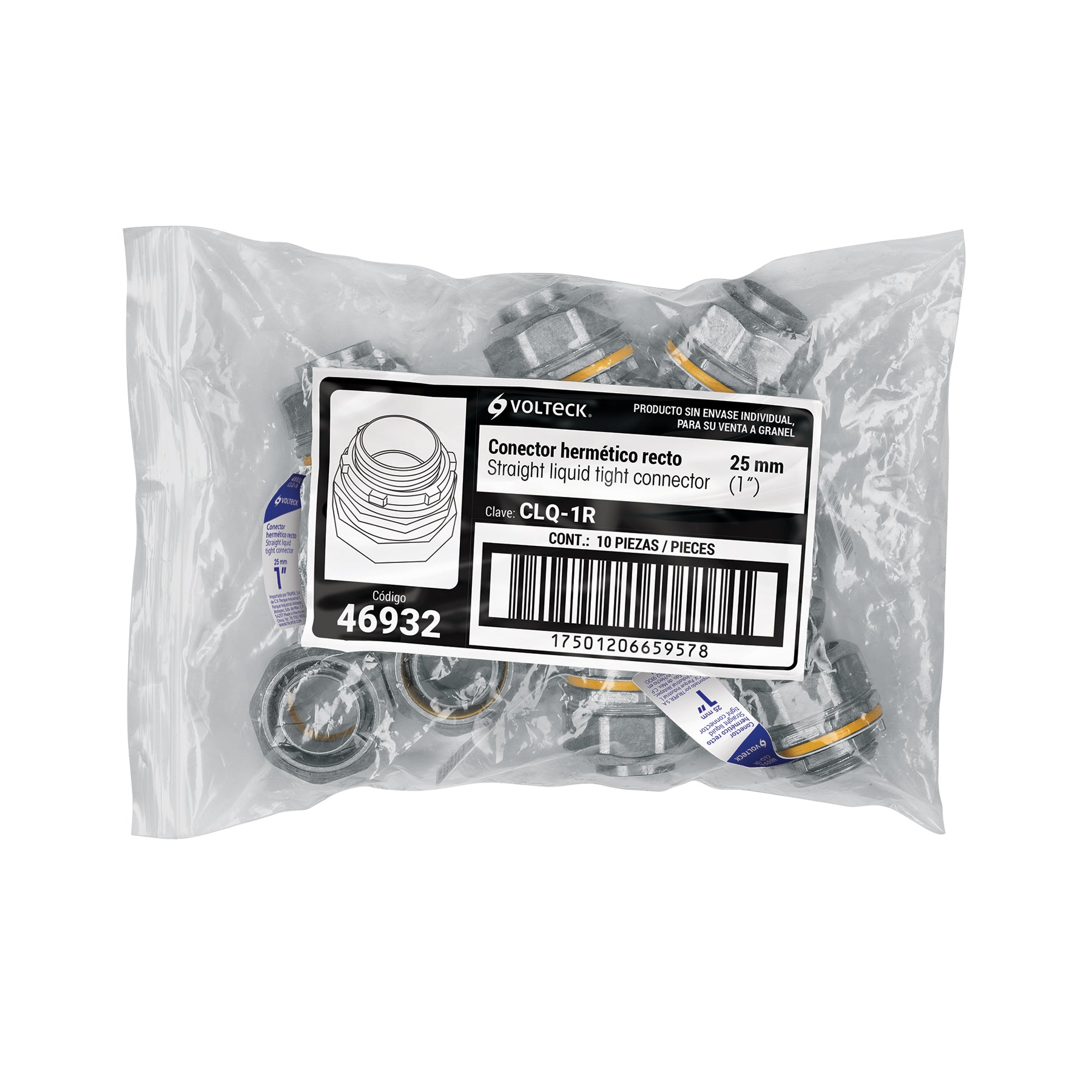 Conector liquid tight 1" recto, Volteck