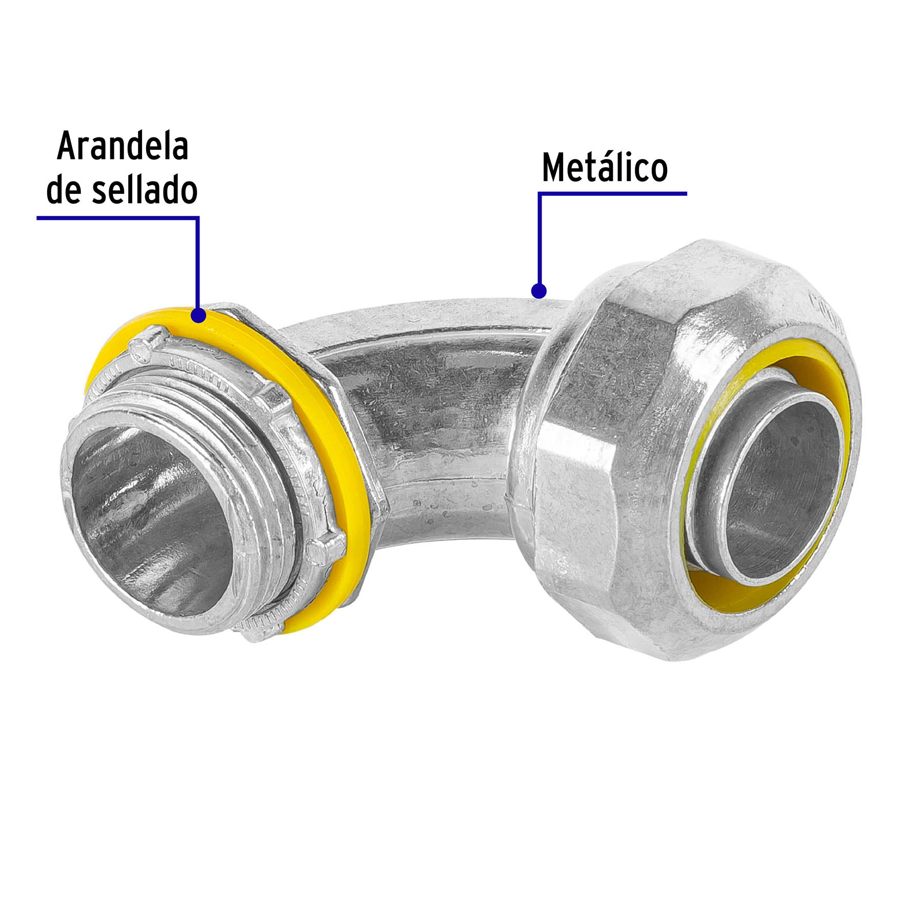 Conector liquid tight 3/4" curvo, Volteck