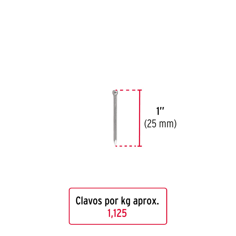 Clavo sin cabeza, 1", bolsa de 1 kg