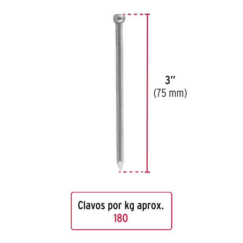Clavo sin cabeza, 3", bolsa de 1 kg