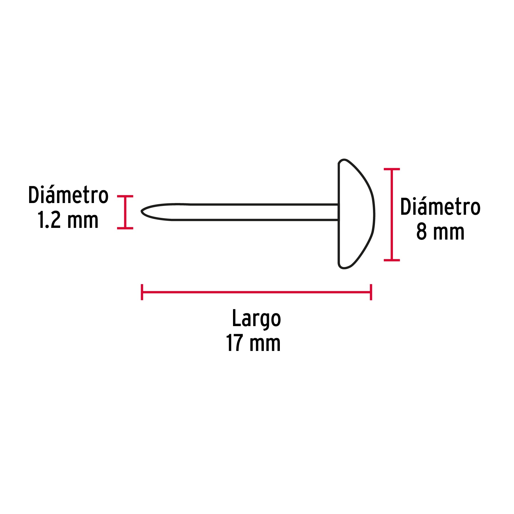 Clavillo dorado, 17 mm, caja con 500 piezas
