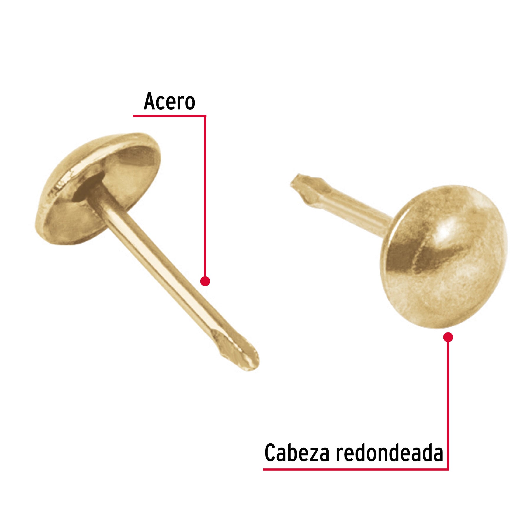 Clavillo dorado, 17 mm, caja con 500 piezas