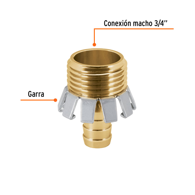 Conexión de manguera con garra 1/2', macho