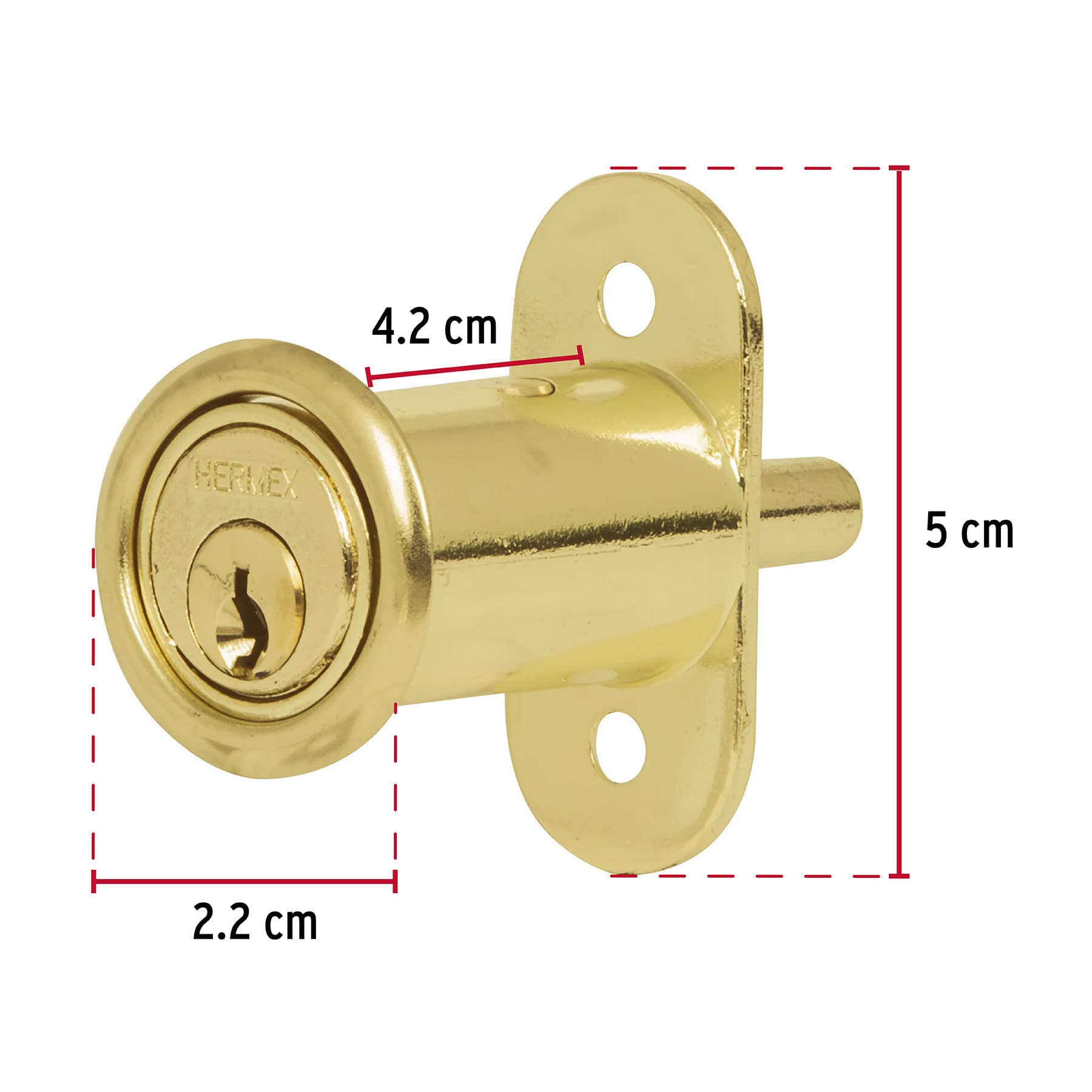 Cerradura para mueble, modelo 20, latón