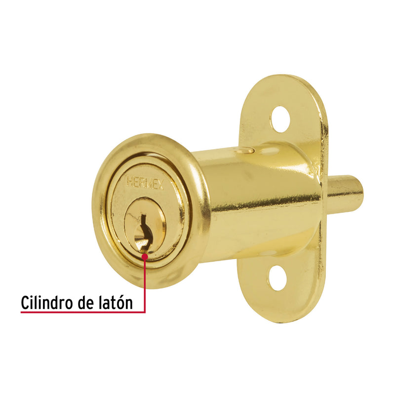 Cerradura para mueble, modelo 20, latón