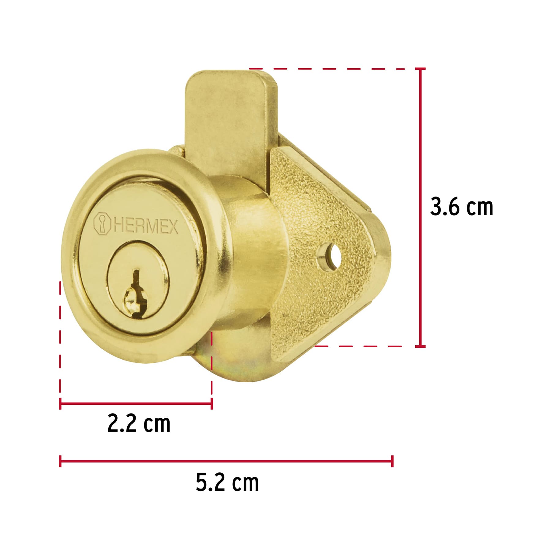 Cerradura para mueble, modelo 21, latón