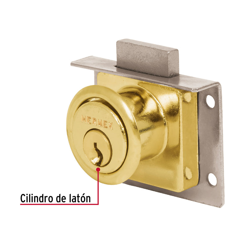 Cerradura para mueble, modelo 24, latón