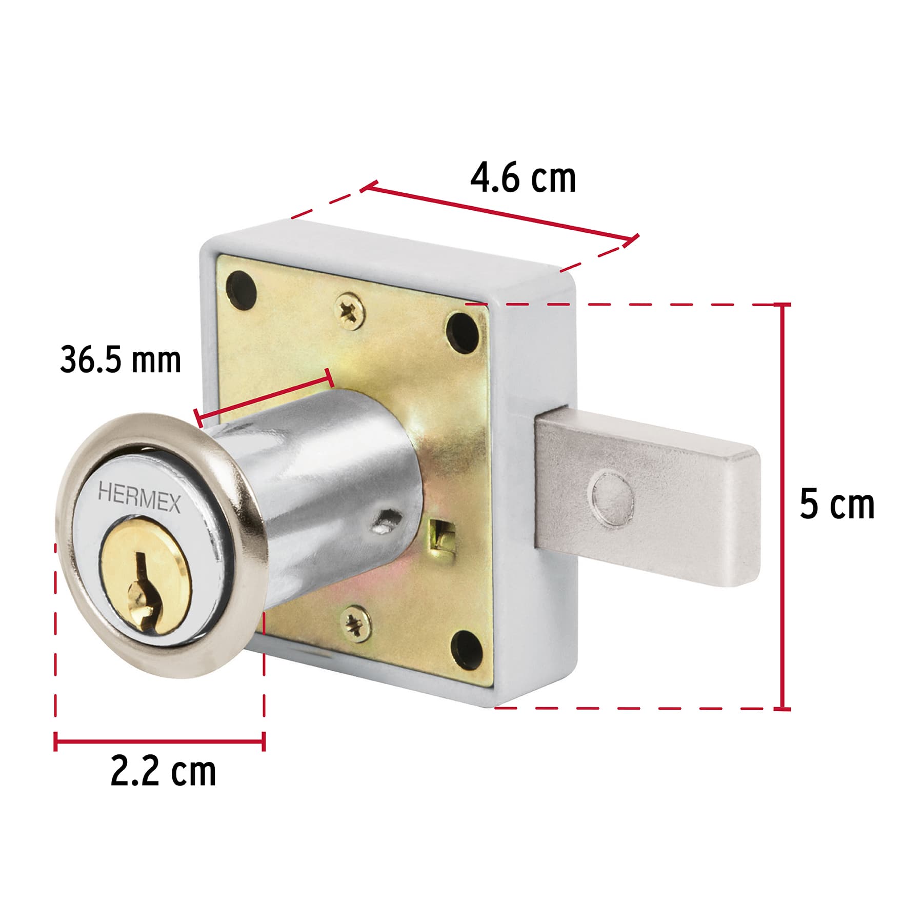 Cerradura para mueble, modelo 25, cromo